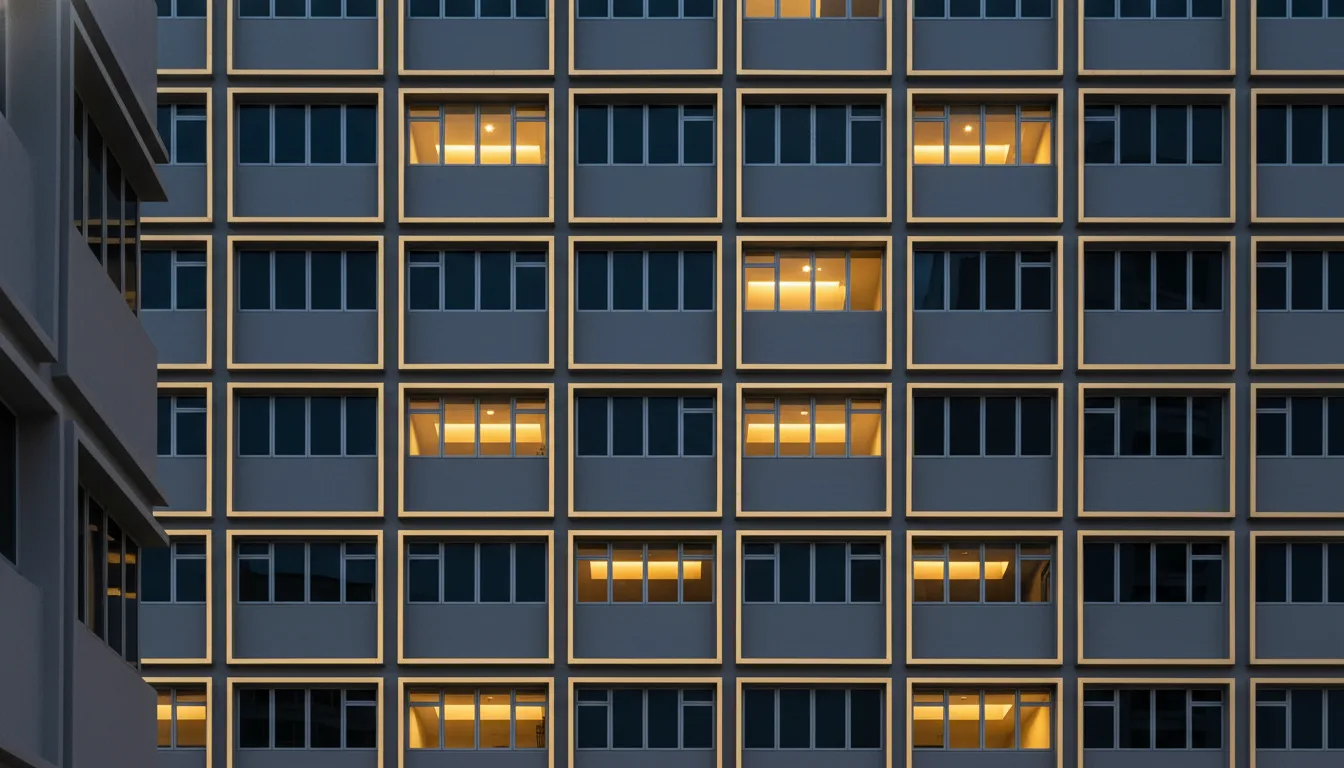Singapore HDB or condo block facade at blue hour — CPF accrued interest on property sale 2026