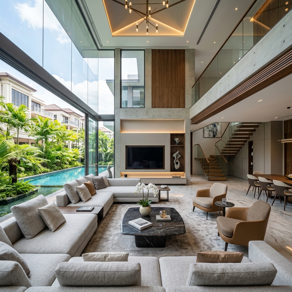 Interior of a luxury 5 million dollar landed home in Singapore