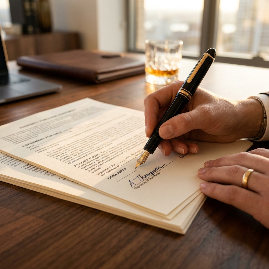 Signing decoupling legal contracts with a luxury pen