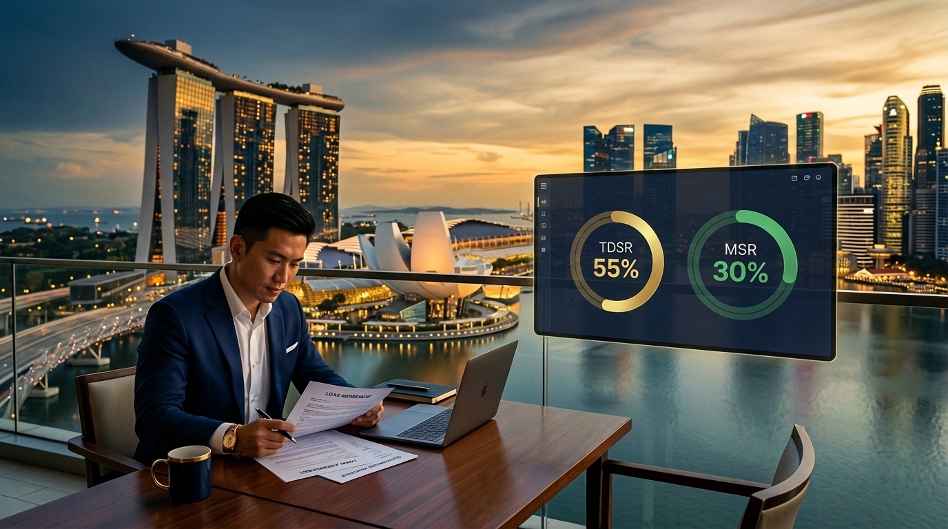 Visual showing TDSR at 55% of gross monthly income for private property Singapore