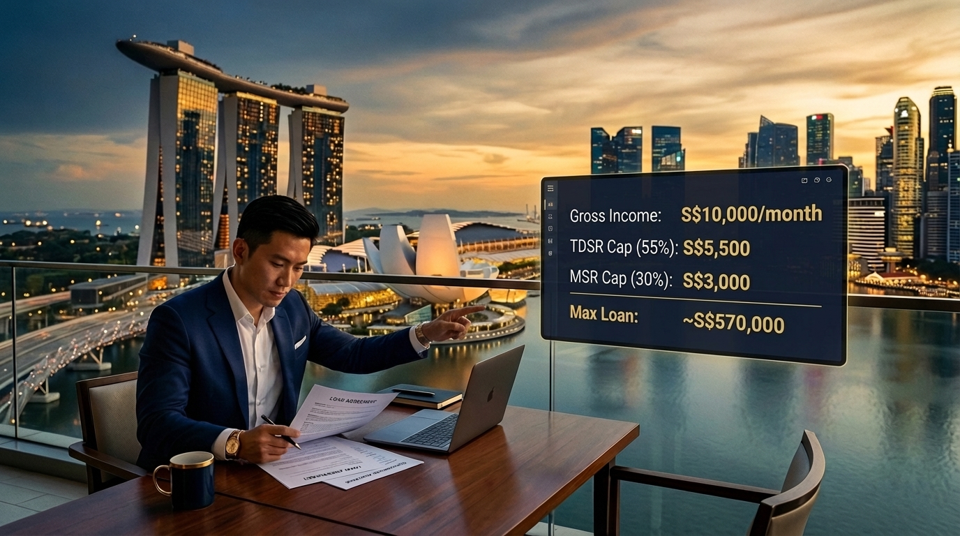 Step-by-step TDSR worked example for private property buyer in Singapore 2026